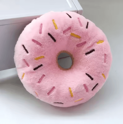 Inspire Picks Soft Squeaky Plush Donut Dog Toy For Puppies And Small Dogs pink