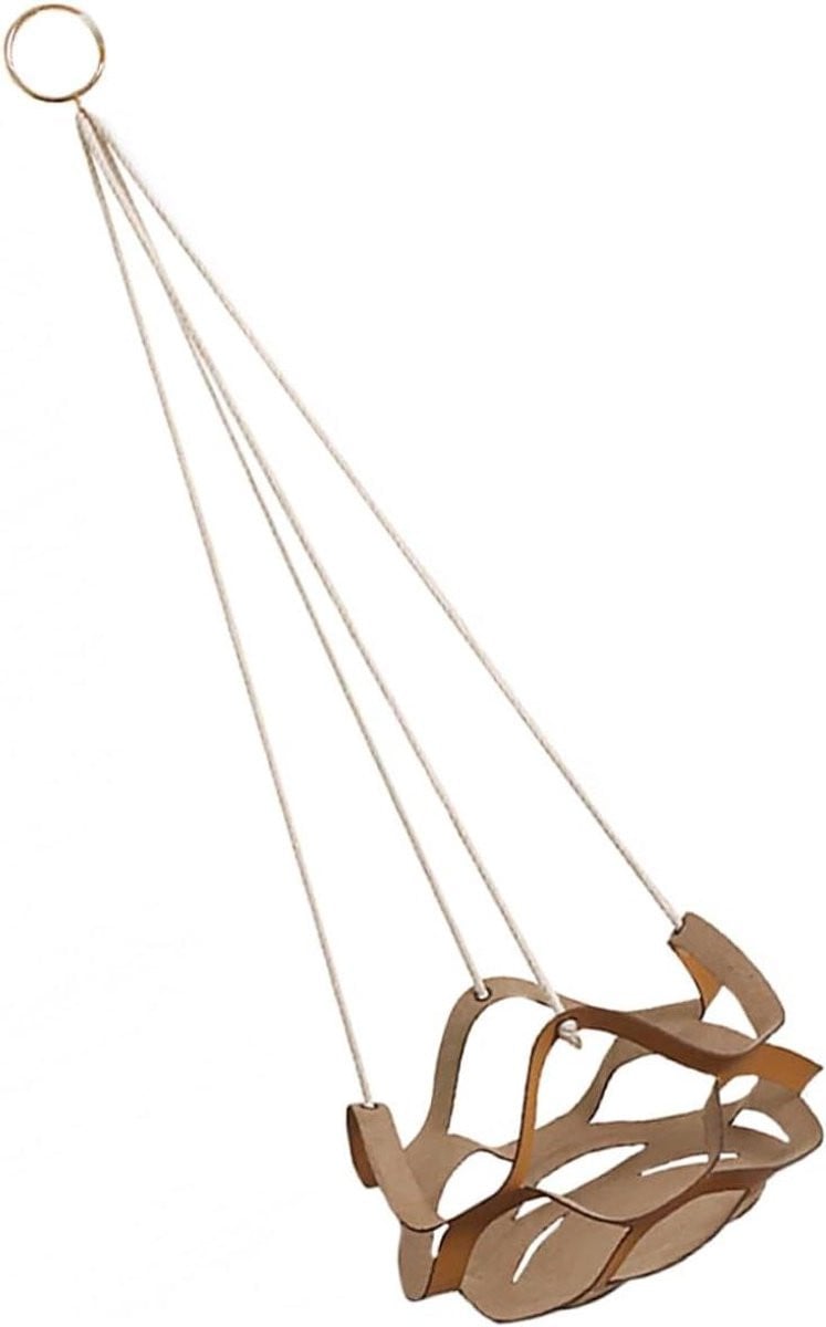 Bruine hangende plantenmand van PU leer - 60 x 22 cm