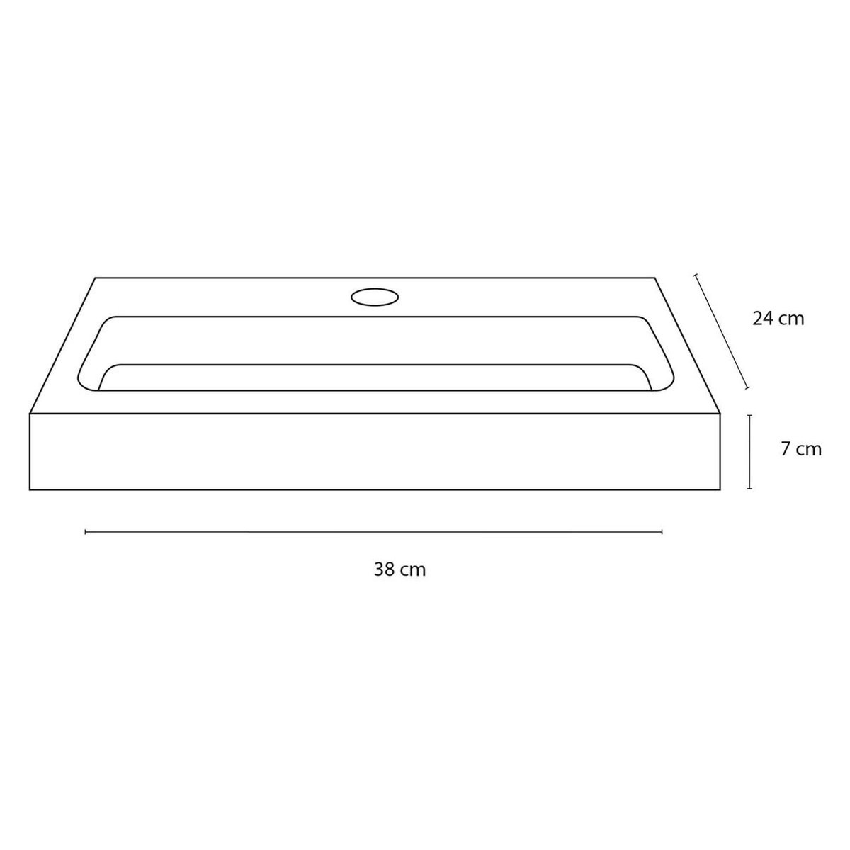 Differnz Keramische Opzetwastafel met Kraan en Sifon - Wit - Mat Goud - B/D/H: 38 x 24 x 7 cm
