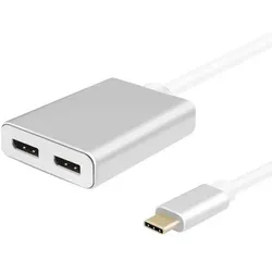 Helos Display-Splitter - USB-C (M) zu DisplayPort (W) (DisplayPort), Video Adapter, Silber