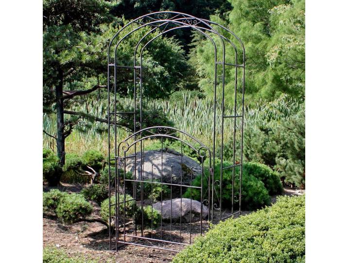 Rosenbogen mit Tür Metall Mayon BHT 115x215x43 cm