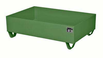 Stahl-Auffangwanne ohne Gitterrost, 1200 x 800 mm, grün RAL 6011