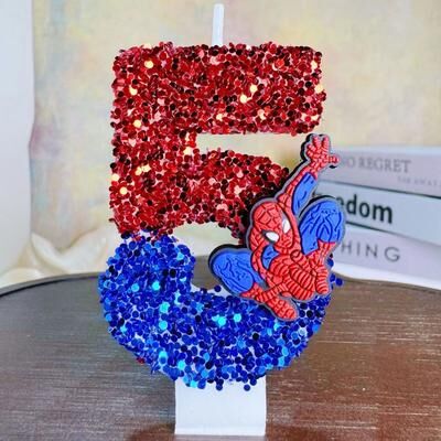 Uplift Treasures Spider Hero Number Birthday Cake Candle 5