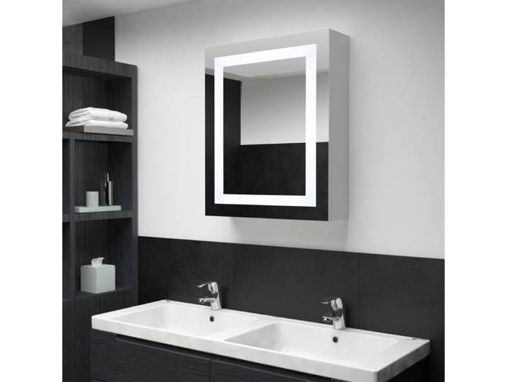 SALE 2026  Armoire de salle de bain Blanc - Armoire de salle de bain à miroir LED 50x13x70cm PRO304864931