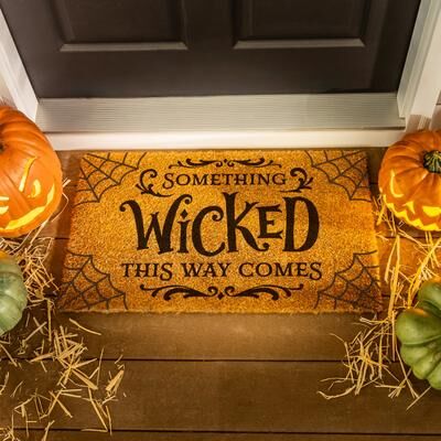 Evergreen "28 in. x 16 in. Something Wicked Halloween Coir Door Mat - 28"" x 16"""