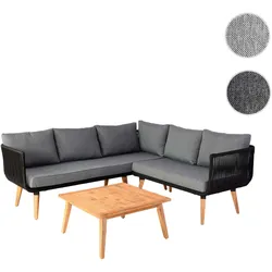 Garten-Garnitur HWC-L30, Garnitur Sitzgruppe Lounge-Set Sofa, Akazie Holz MVG-zertifiziert ~ Polster dunkelgrau