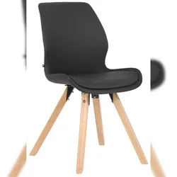 Décoshop26 - Esszimmerstuhl x1 skandinavisches Design schwarzes PVC mit hellen quadratischen Holzbeinen 10_0002297