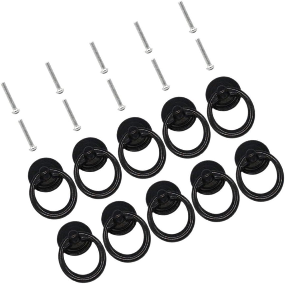 Set van 10 zwarte ronde decoratieve kastknoppen van zinklegering