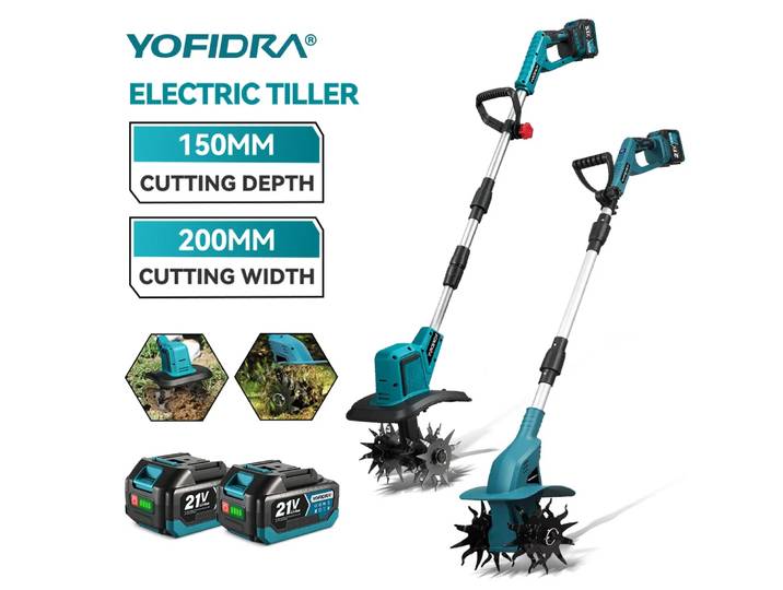 Cultivateur électrique pliable YOFIDRA, scarificateur, rotoculteur, outil de jardinage pour batterie Makita 21V.