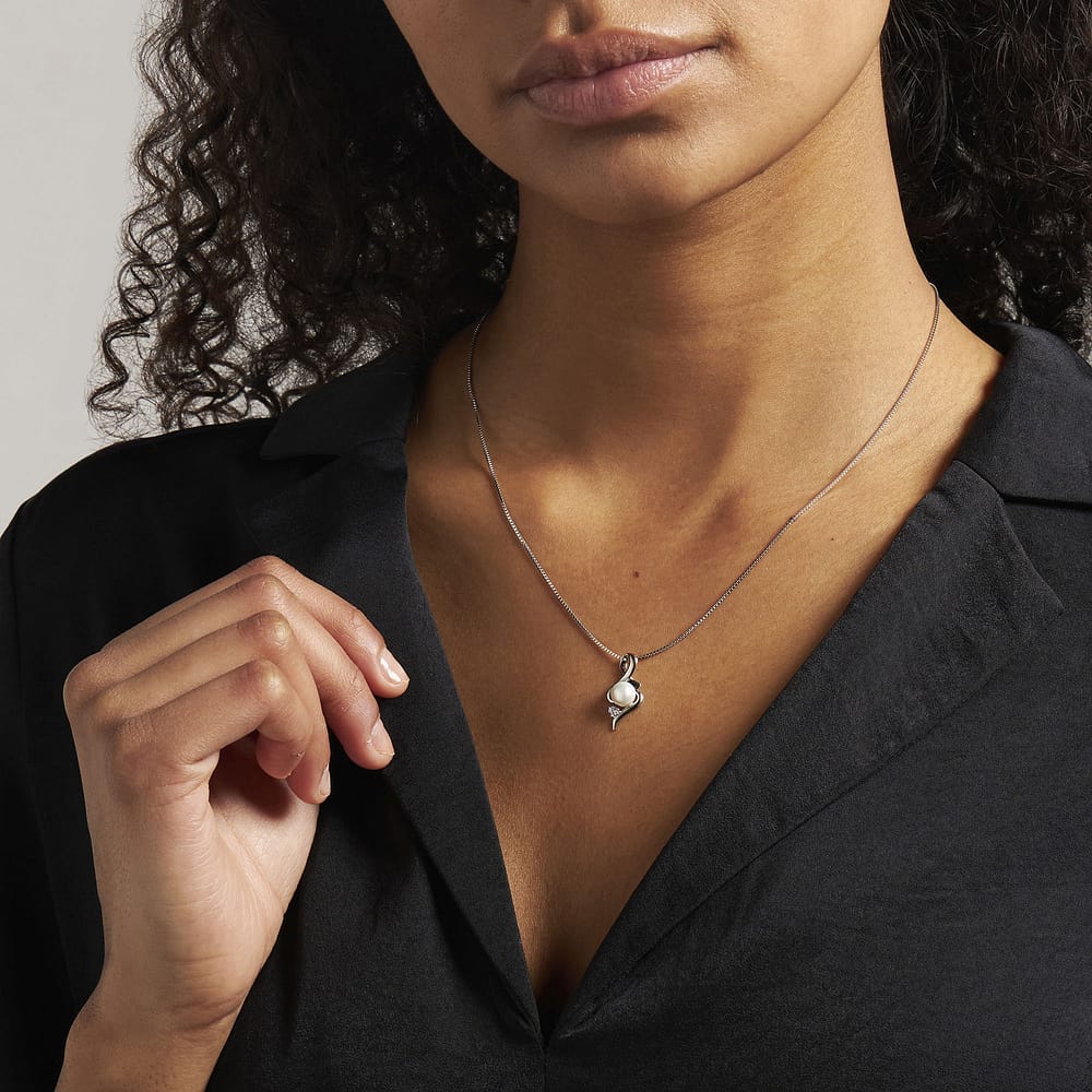 Collier Cleor En Argent 925/1000 Et Perle De Culture Blanche Femme