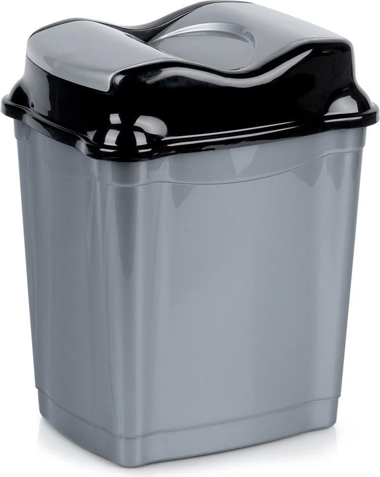 Orion Grijze plastic afvalbak met deksel, 9 liter
