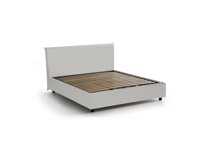 Lit double en simili cuir blanc 160x200 cm