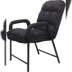 Décoshop26 - Gepolsterter Lounge-Sessel mit verstellbarer Rückenlehne Belastbarkeit 160 kg verstellbares Metallgestell schwarzer FAL04053