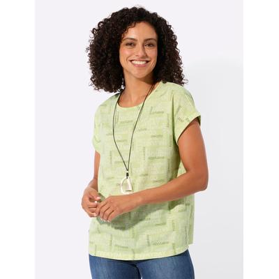 Print-Shirt CASUAL LOOKS "Druck-Shirt", Damen, Gr. 46, grün (pistazie, ecru, bedruckt), 100% Baumwolle, gemustert, mehrfarbig, Rundhals, Shirts