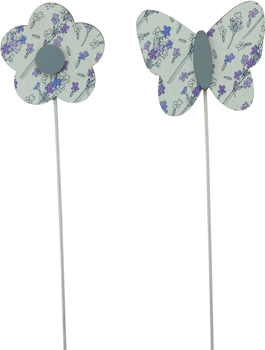 Viana Bloemenplug Vlinder Decoratieve Houten Plug, 12 stuks, 7 cm
