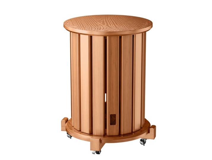 Ensemble de 4 tabourets empilables ronds en bois massif avec roulettes silencieuses - pour cuisine bar salon ou chambre étudiante