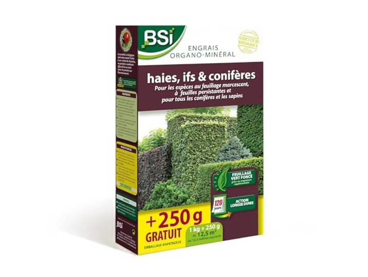 BSI - Engrais pour Bio Haie/If/Conifère - Feuillage Vert Fonçé - Action Longue Duree - 12\,5 m²