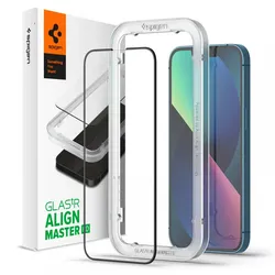 Spigen Alm Glass FC - gehärtetes Glas für iPhone 17e / 16e / 14 / 13 / 13 Pro (schwarz Rahmen)
