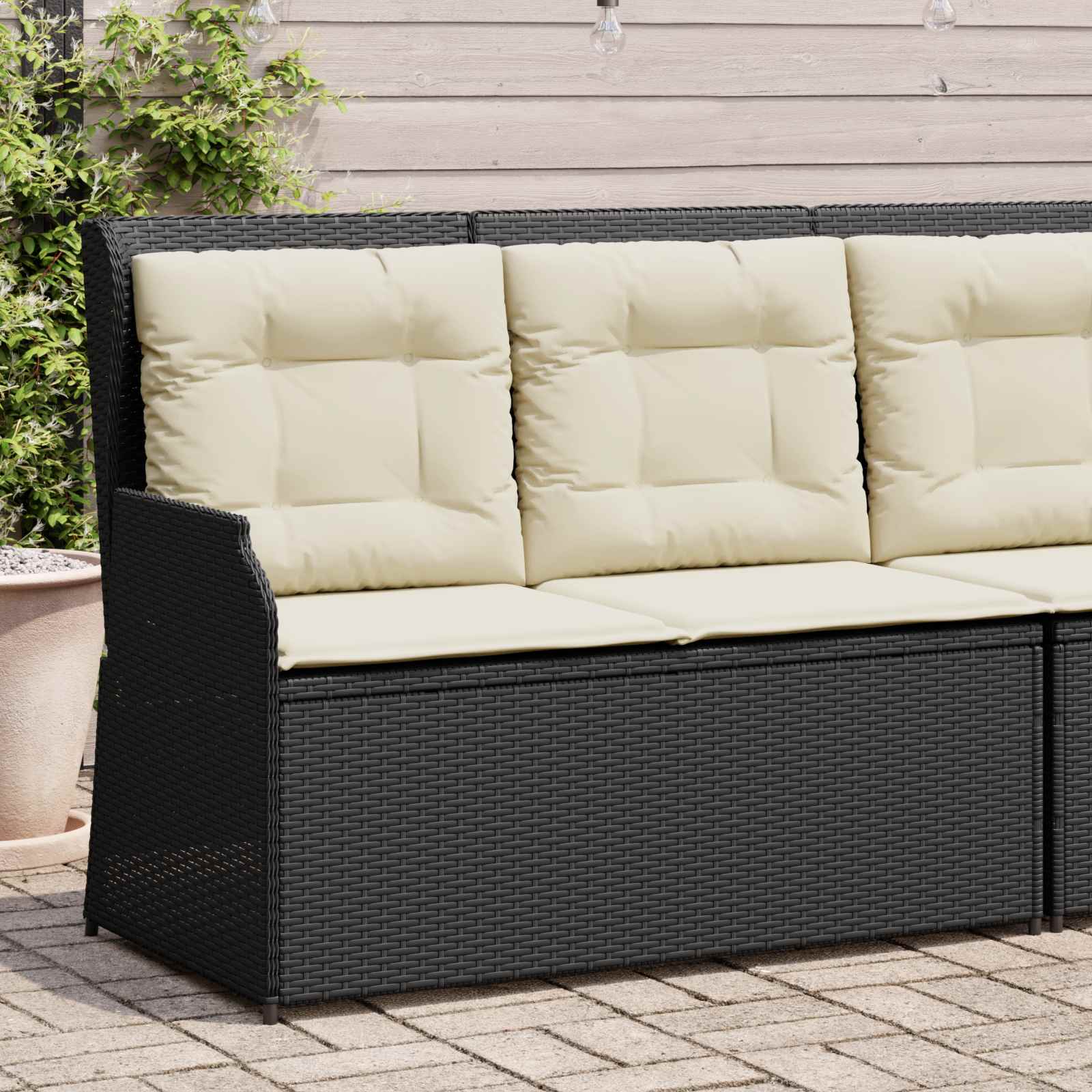 vidaXL Banc de jardin Noir polyrotin