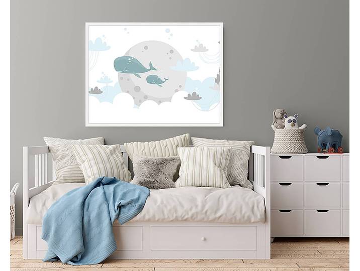 Tableau déco Whale Illustration 63 x 83cm Multicolore