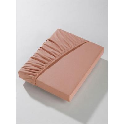 Betttuch WÄSCHEPUR Gr. 1, braun (cognac), B/L: 100cm x 200cm, 1 Stk., Jersey, 27cm, Jersey, 50% Baumwolle, 50% Modal, Bettlaken