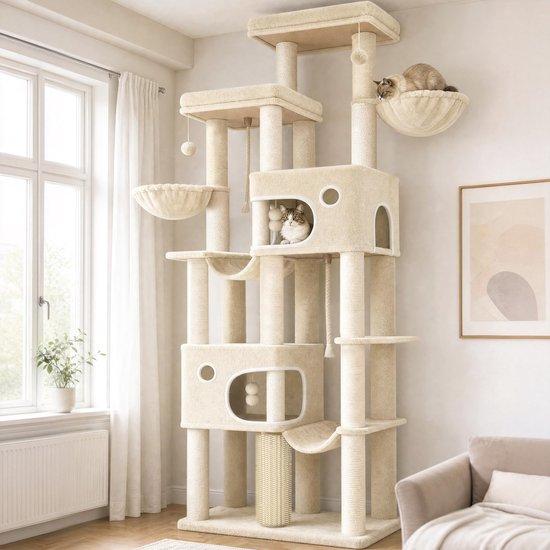 Kratzbaum XXL 213 cm - mit 2 großen Plattformen und 2 Hängematten