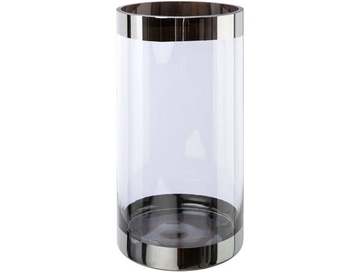 Bodenvase CREATIV DECO, transparent, H:30cm Ø:15cm, Glas, Vasen, Bodenvase, mit silberfarbenen Absetzungen