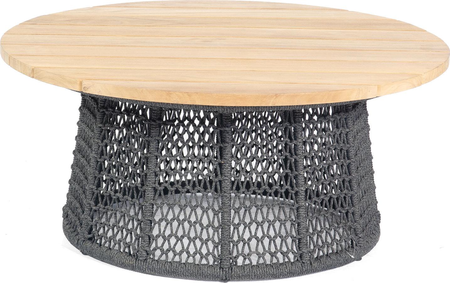 Sonnenpartner Poison Lounge-Tisch Beistelltisch Ø 100cm Teak/Alu/Polyrope grau