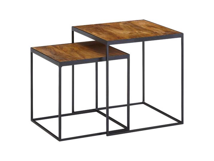 Mid.you Satztisch, Braun, Holz, 2-teilig, Mangoholz, massiv, quadratisch, eckig, 40x44x40 cm, Wohnzimmer, Wohnzimmertische, Beistelltisch