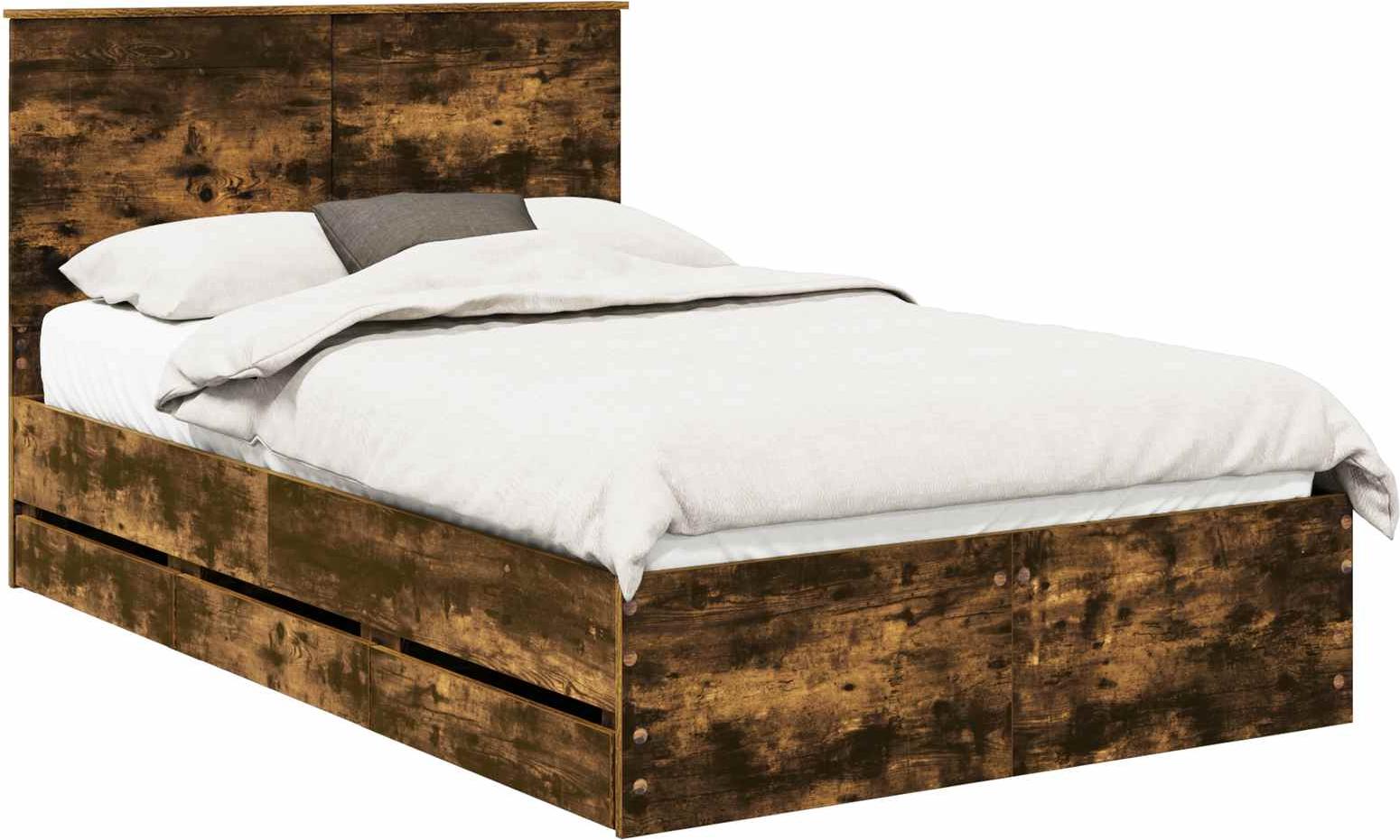 Bettrahmen Geräucherte Eiche 135 x 190 cm Ingenieurs Holz