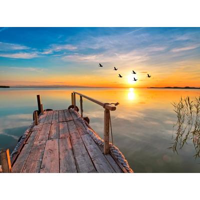 Fototapete PAPERMOON "Sunset Pier", bunt, B:2,5m L:1,86m, Vlies, Tapeten