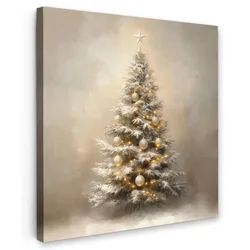 LEINWANDBILD Weihnachten - Weihnachtsbaum - Schnee - Kunst Deko Wohnzimmer 20x20 cm