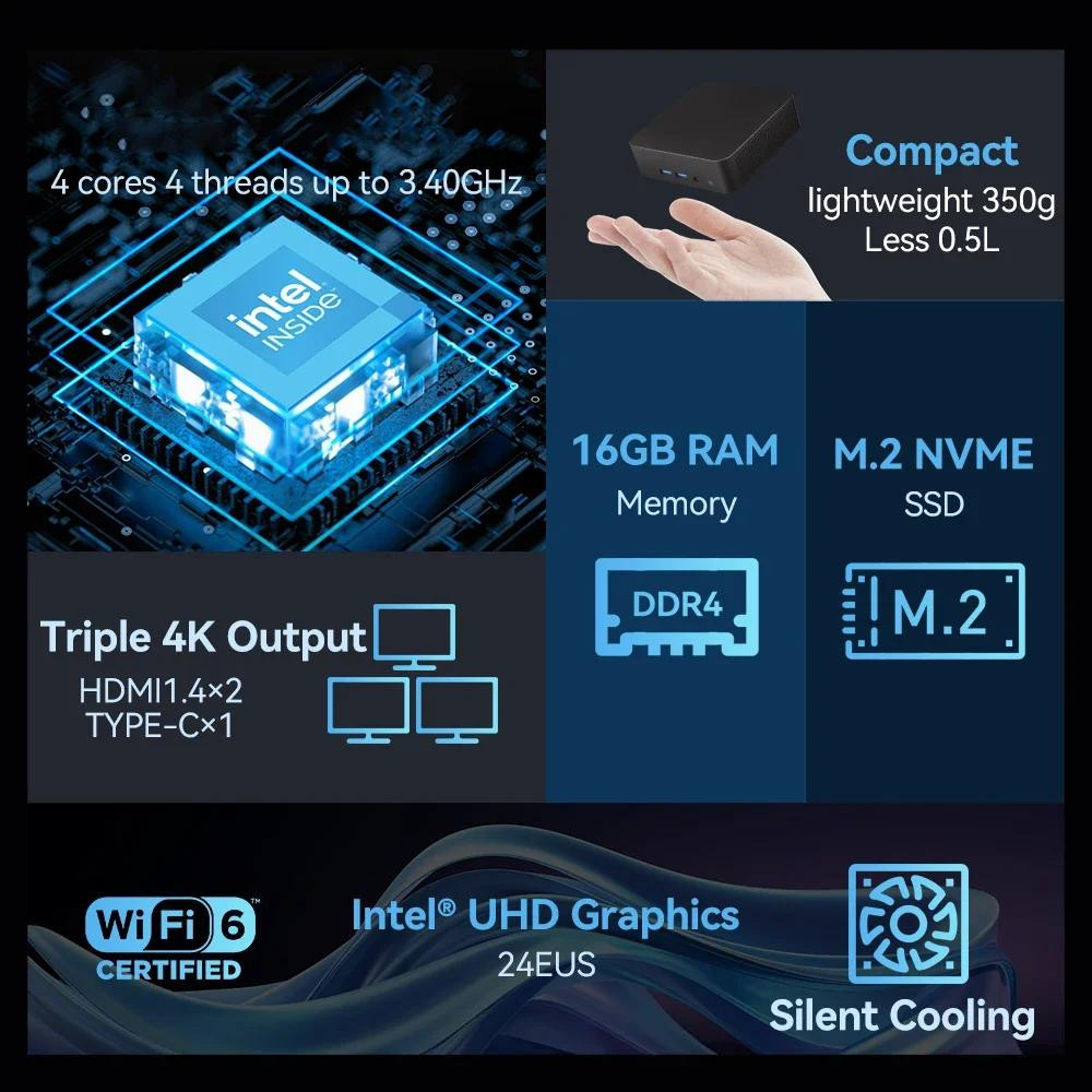 Selius Mini Gaming PC Desktop met 16GB RAM, 1TB SSD en Intel Core i9-10980HK, Compact Design