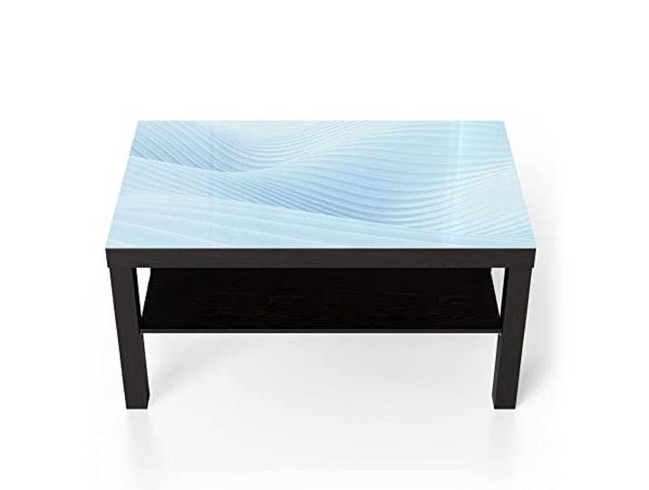 DEQORI Glastisch schwarz groß 90x50 cm Motiv Futuristische Wogen ausgefallener Beistelltisch aus Glas Hochglanz Couchtisch fürs Wohnzimmer moderner Couch Tisch mit Design
