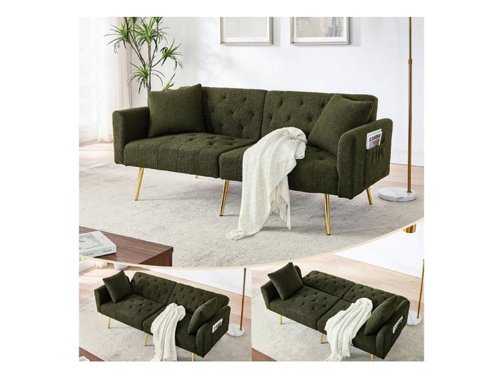 ANYSUN 2-Sitzer Zweisitzer-Sofa, Moderner Teddyfell-Bouclé sofa, 3-stufige verstellbare Rückenlehne,2 beigelegte Kissen, weich & komfortabel für Wohnzimmer,Mietwohnung,kleines Apartment