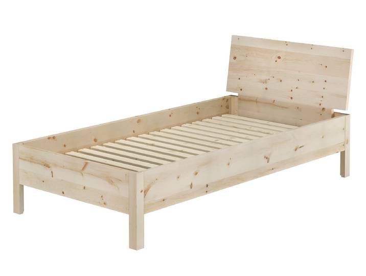 Metallfreies Holzbett Einzelbett 90 x 200 cm Zirbe unbehandelt