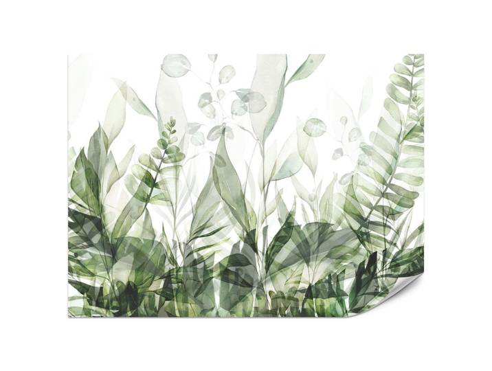 Muralo Fototapete für Schlafzimmer Aquarell Tropische Grüne Blätter Exotisch Blätter 500x350, Grün, Weiß, Papier, Baum/Pflanze/Natur, Rechteckig, 500x350 cm, Tapeten & Wandverkleidungen, Fototapeten