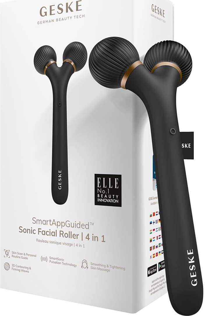 GESKE SmartAppGuided Sonic Facial Roller 4 In 1 Black Gold 1 ud