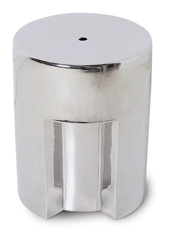 HKliving Ronde Bijzettafel Stoneware Chroom Ø35cm
