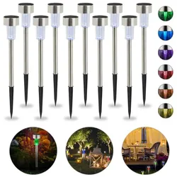 Relaxdays LED Solarleuchte 10er Set Grün,Schwarz,Silber