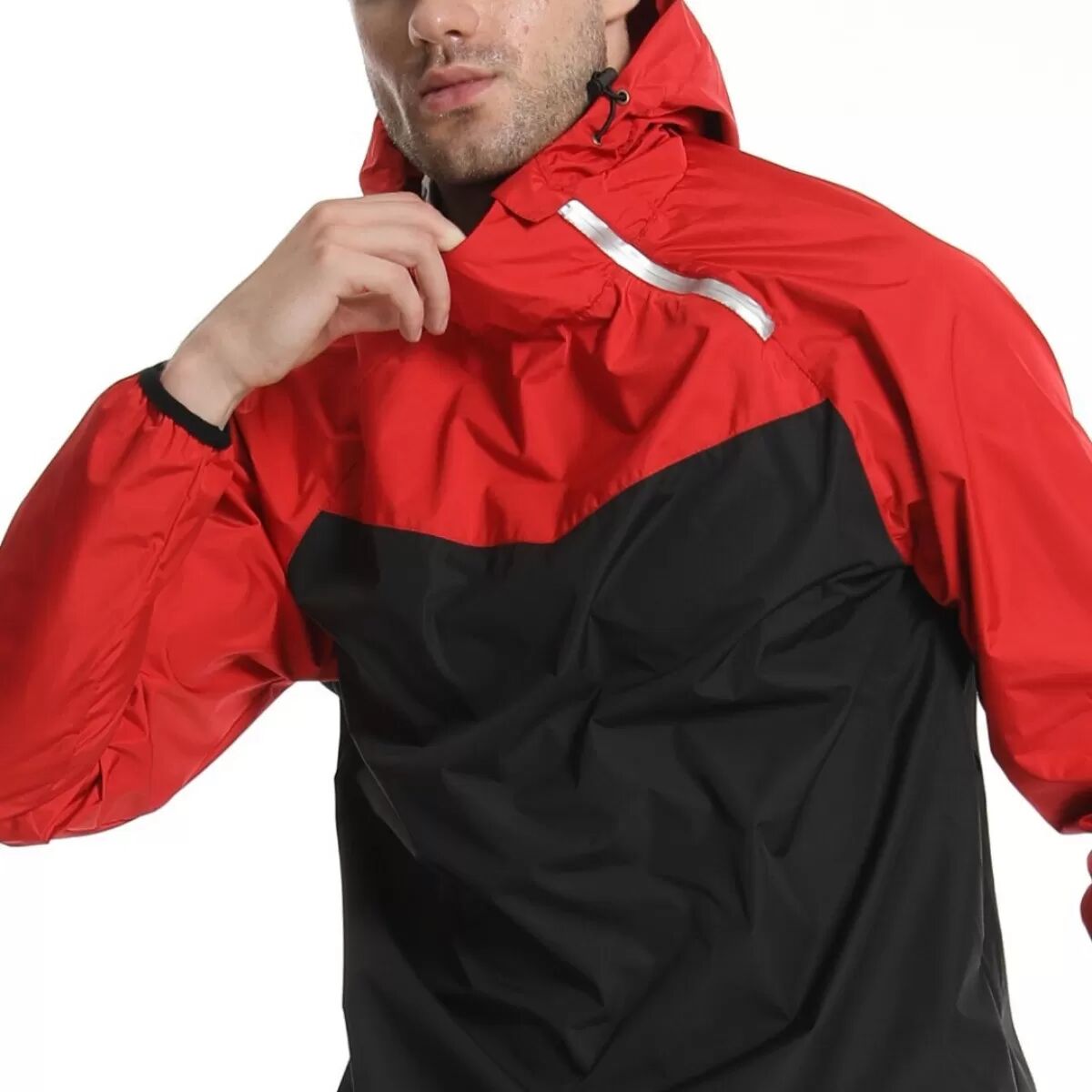 INF Europäischer Herren Fitness Schwitzanzug - Winddichtes Trainingsjacken-Set mit Kapuze für Outdoor-Running XL