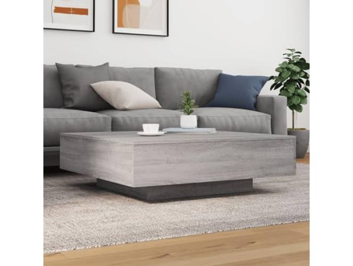 KTHLBRH Couchtisch Sonoma Grau 100 x 100 x 31 cm Holz mehrschichtig Feuchtigkeitsbeständig, glatte Oberfläche, robuste Arbeitsplatte, vielseitiges Design für Wohnzimmer