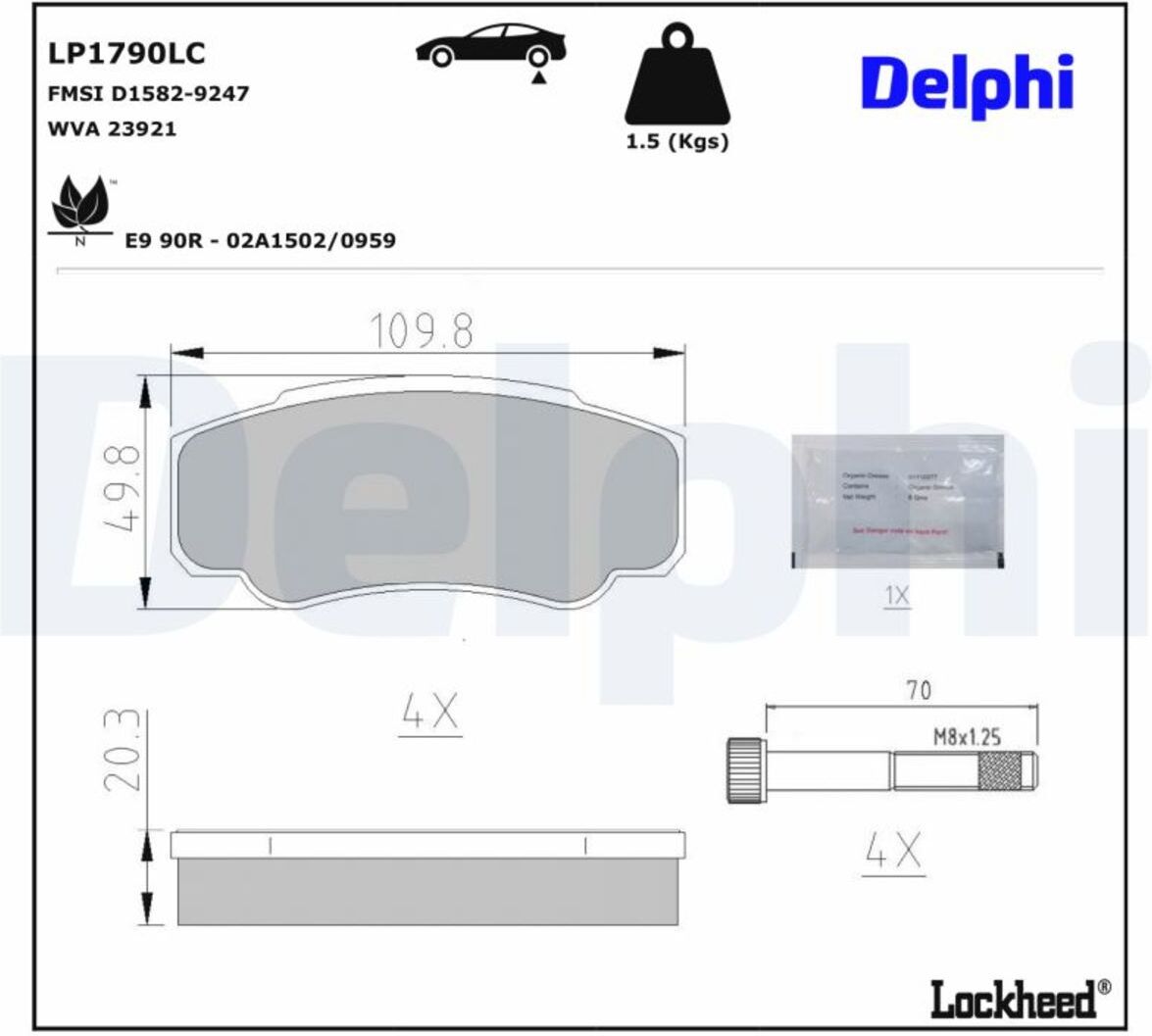 Bremsbelagsatz, Scheibenbremse DELPHI LP1790LC
