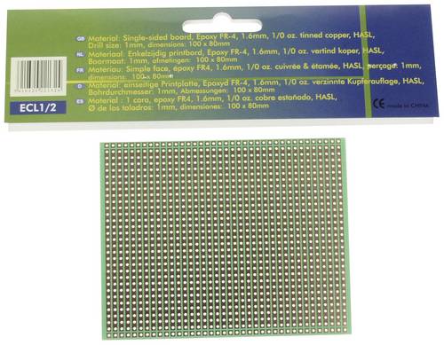 Velleman ECL1/2 Europlatine (L x B) 80mm x 100mm Rastermaß 2.54mm Inhalt 1St.