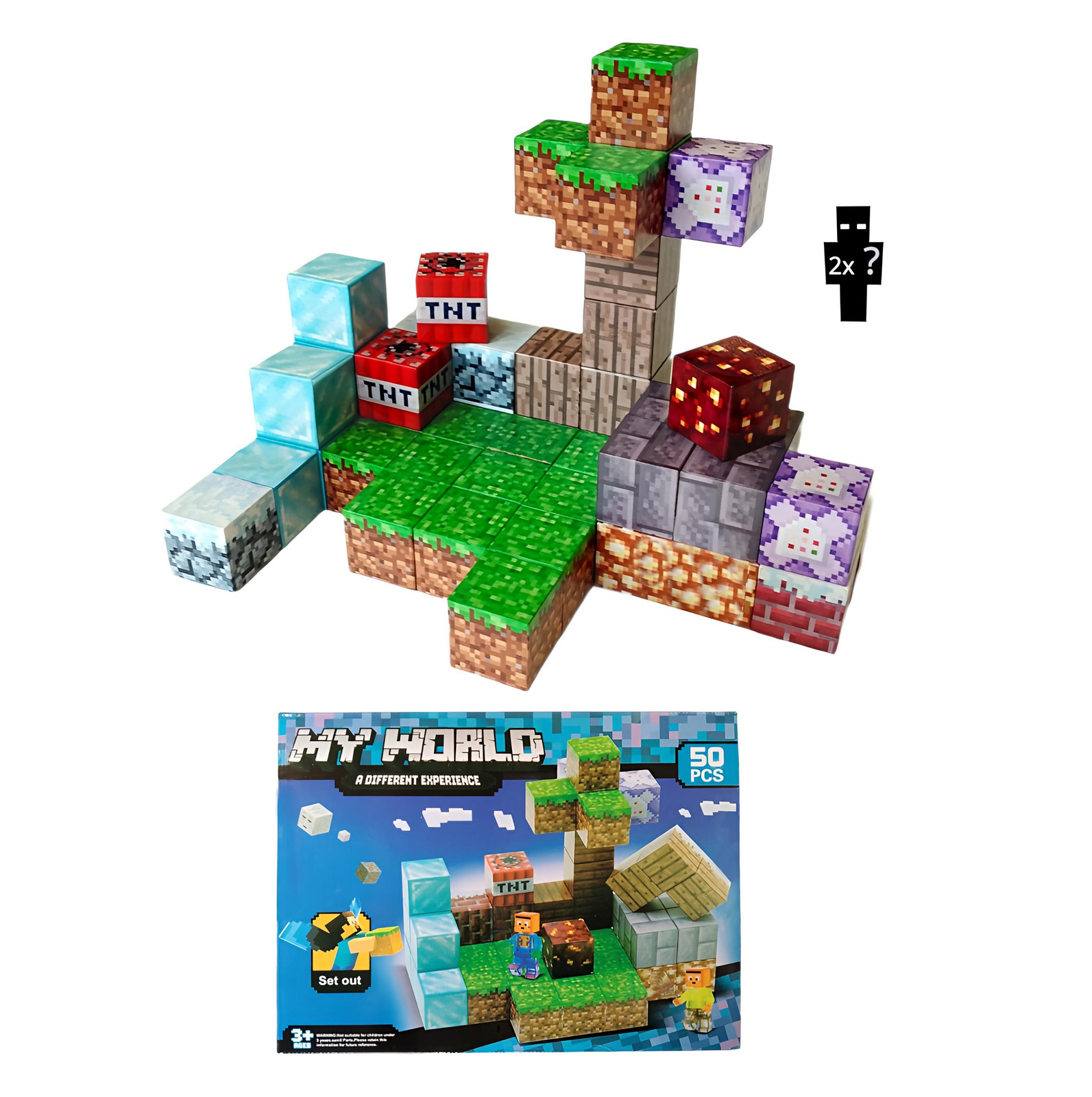 Toybit Magnetische bouwstenen Minecraft Diamond World, 50 stuks