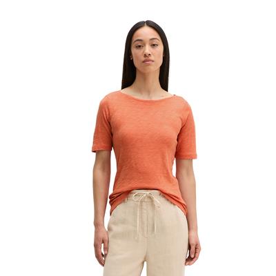 T-Shirt MARC O'POLO "mit U-Boot-Ausschnitt", Damen, Gr. M, warm orange, Obermaterial: 100% Baumwolle, unifarben, Basic, regular fit, U-Boot-Ausschnitt, Shirts T-Shirt