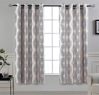 DriftAway Adrianne Pastel Damask Room Darkening Curtain Panel Pair