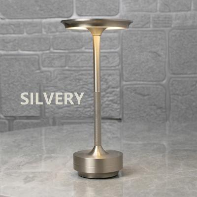 Uplift Picks Rechargeable Retro Touch Table Lamp With Cordless USB C Ambient Lighting silvery changeable