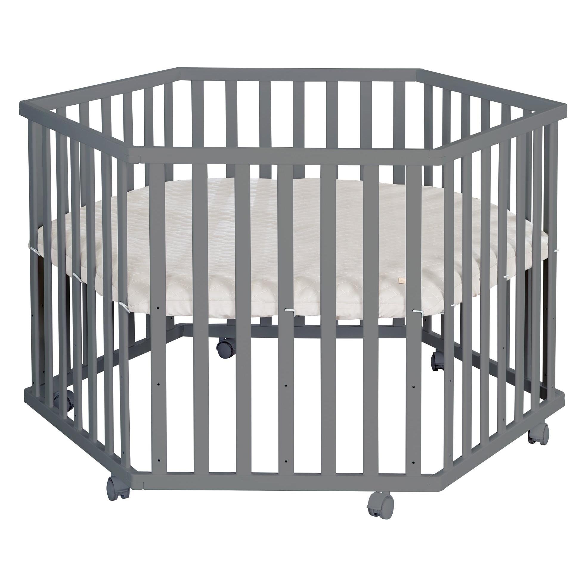 Roba Laufgitter 6-eckig Greyish gesteppt (MDF, 103.50 x 118.50 x 72 cm) (0232ANL245)
