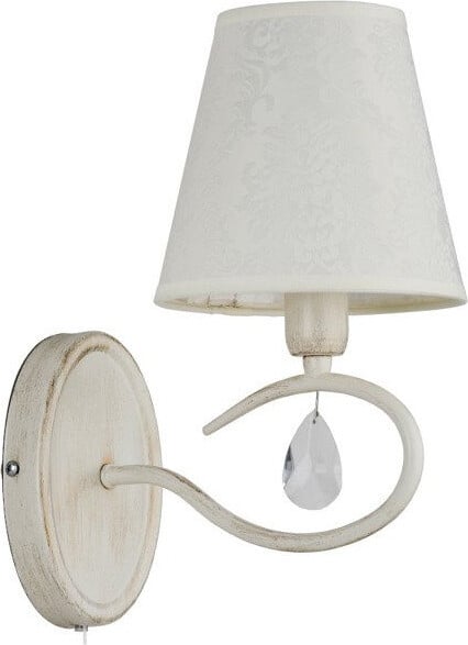 Alfa Wandlamp Bali Wit met Kristal, 1xE14, 10W